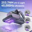 VUSIGN Mattress Vacuum Cleaner, 16Kpa Bed Vacuum Cleaner with 253.7nm UV-C Light, 140°F Heat, 40000RPM, HEPA Filter & Ultrasonic, Double-Cup Handheld Vacuums for Bed, Sofa, Couch, Crib(Corded, 500W)