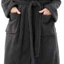 COOVA Premium Women's Plush Soft Robe  Fluffy, Warm Fleece Long Sherpa Bathrobe (Gray, XL)