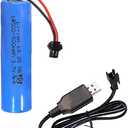 3.7V 800mah Li-Ion Rechargeable Batteries, 14500 Battery SM-2P Plug Design with USB Charger Cables Suitable for Remote Control Cars, Bluetooth Speakers, LED Flashlights, Flashlights