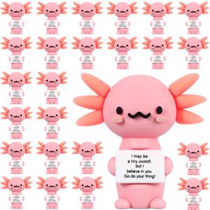 Gejoy 25 Pcs Mini Rubber Axolotl Toys Positive Gifts Mini Axolotls Decorations and Encouragement Birthday Motivational Gifts for Colleague Staff Teacher