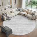 10ft Round Area Rug Washable Living Room Rugs Modern, Light Grey