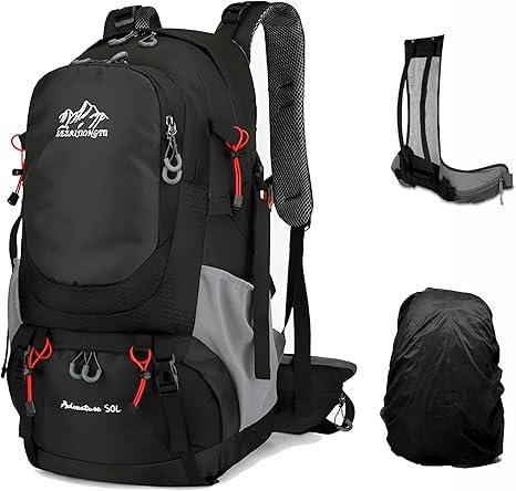 Vellyhiker 50L Hiking Backpack for Outdoor Camping Travel Cycling Daypack Ultralight Backpack for Adults Travel Daypack (Black)