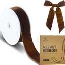 15 Yards Velvet Ribbon 1-1/2 Inch Single Face Brown Velvet Ribbon Spool Prefect for Wedding, Ribbons for Gift Wrapping, Christmas Tree Ornaments Wreath Hair Bows, Ribbons for Crafts