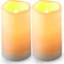 Solar flameless Candles Outdoor Waterproof,Dusk to Dawn Outdoor Lighting, Flickering fameless Reusable LED Light Candles for Lantern Garden Camping and Home Decor, 3D Wick (3"X6") Set of 2