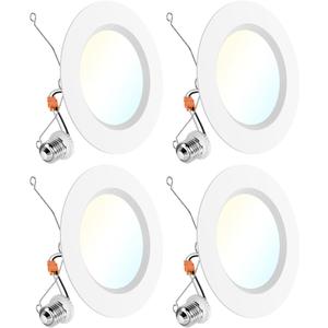 Sunco 6 Inch LED Recessed Light Retrofit, Can Lights for Ceiling, 1700 LM High Brightness, Selectable CCT 2700K/3000K/4000K/5000K/6000K, 17W=120W, Dimmable, Baffle Trim, Damp Rated UL 4 Pack. (White) Sunco 6 Inch LED Recessed Light Retrofit, Can Lights for Ceiling, 1700 LM High Brightness, Selectable CCT 2700K/3000K/4000K/5000K/6000K, 17W=120W, Dimmable, Baffle Trim, Damp Rated UL 4 Pack. (White)