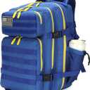 25L Tactical Military Backpack Small Travel Rucksack for Men and Women Assault Pack Bug Out Bag Molle Daypack Gym Backpack with Bottle Holder (Blue Yellow)