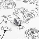 Safiyya 118"x17.3" Peel and Stick Wallpaper Black and White Contact Paper Floral Wallpaper Self Adhesive Removable Wallpaper for Bedroom Covering Vinyl Rolls