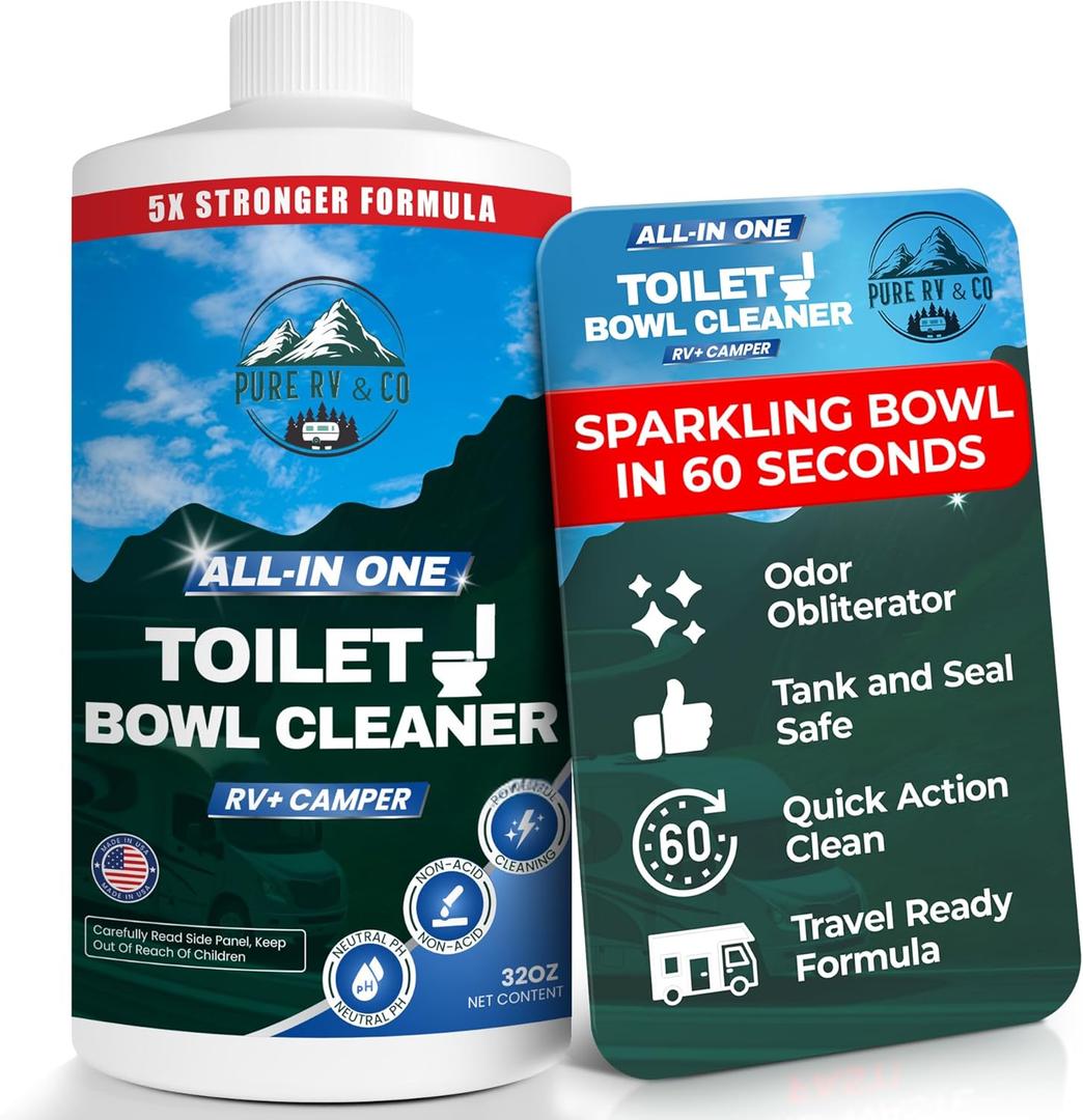 Toilet Bowl Cleaner, 5X Stronger Stain & Odor Eliminator, Sensor Safe & Non-Acid Formula, Septic Safe Toilet Cleaner Liquid, Quick Action Clean for RV and Camper Toilets, 32 oz