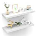 MIAGLACE Floating Shelves (Set of 2) – Wall Mounted Shelves for Home Décor and Storage, Natural Pine Wood, Suitable for Living Room and Bedroom (White, 23.6" x 5.7" x 1.0")