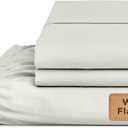 Linen Home 100% Cotton Percale Fitted Sheet Set King Size, Silver, Deep Pocket, 3 Piece - 1 Deep Pocket Fitted Sheet and 2 Pillowcases, Crisp Cool and Strong Bed Linen