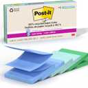 Post-it Super Sticky 100% Recycled Pop-up Notes, 3 in. x 3 in., 70 Sheets, 6 Pads, Oasis Collection, School Supplies and Office Products