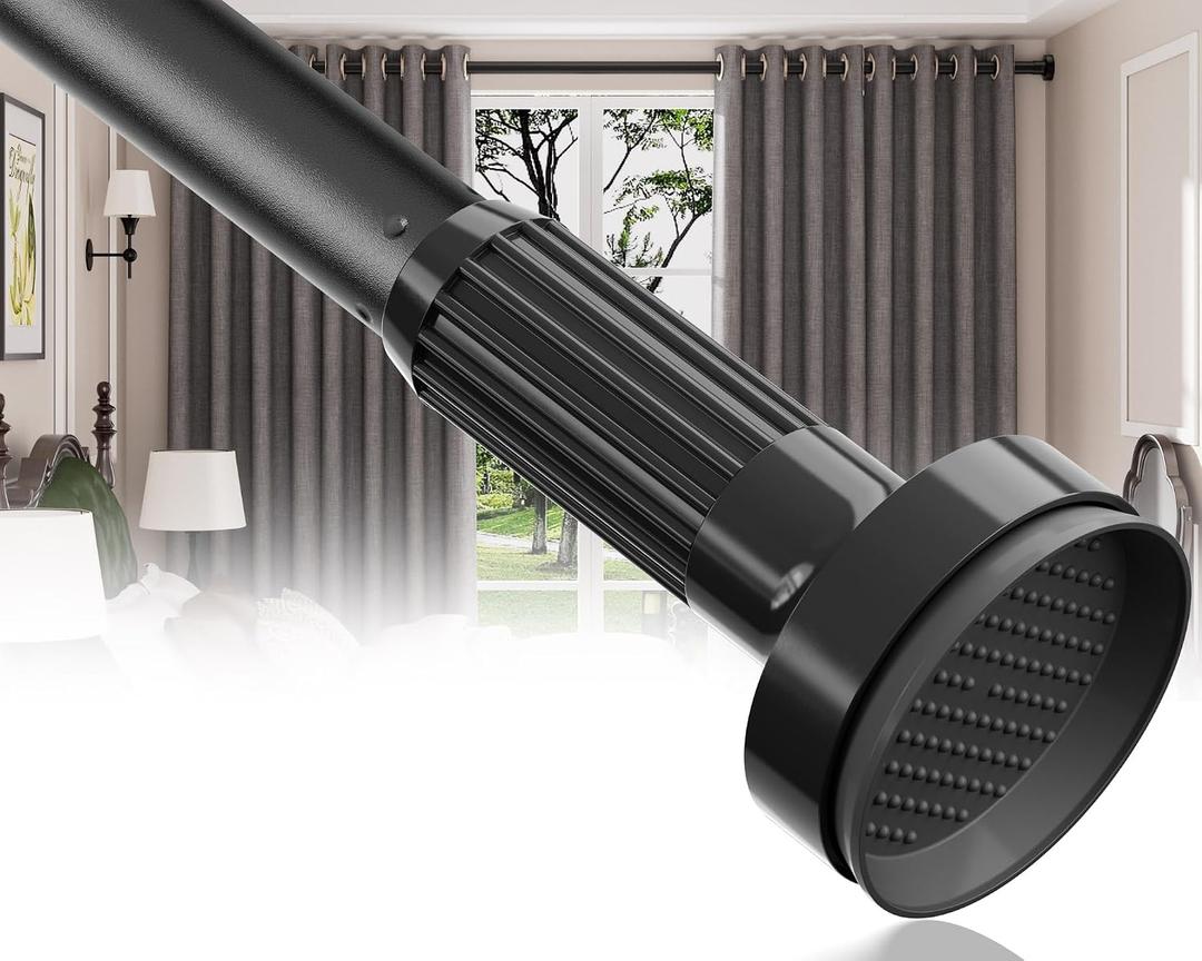 KASURE Tension Curtain Rod 48 to 140 Inch Shower Curtain Rod NO Drilling Extra Long Tension Rod Easy to install Shower Rod for Closet Bathroom Heavy Duty Outdoor Curtain Rods for Windows Black