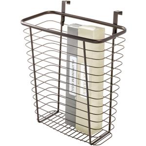 iDesign Steel Over-The-Cabinet Waste Basket or Storage Bin, The Axis Collection, 7.1" x 12.2" x 14.2", Bronze