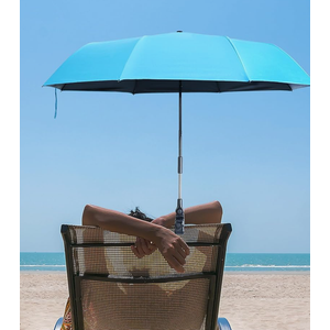 Beach Chair Umbrella with Clamp, Portable Clip on Umbrella for Outdoor Chairs, Adjustable UPF50+ Sun Shade Umbrellas for Beach Patio Travel Camping Wheelchair Golf Cart, Small 40inch with Storage Bag