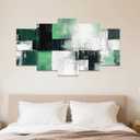 ZXHYWYM Abstract Wall Art 5 Piece Canvas Prints Black White and Gray Green Wall Decor Modern Living Room Bedroom Office Home Decor Framed (Size 2)