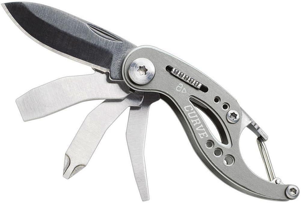 Gerber Gear Curve EDC Multitool 6-in-1 Pocket Knife Keychain with Pocket Screwdriver, Gifts for Men, Gray