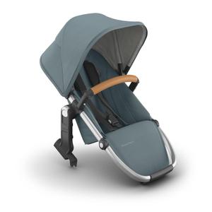 UPPAbaby RumbleSeat V3 Second Lower Seat - Compatible with Vista V2 and Vista V3 - All-Weather Seat + Magnetic Buckle  Adapters Included - Callum (Stone Blue/Silver Frame/Sand Leather)