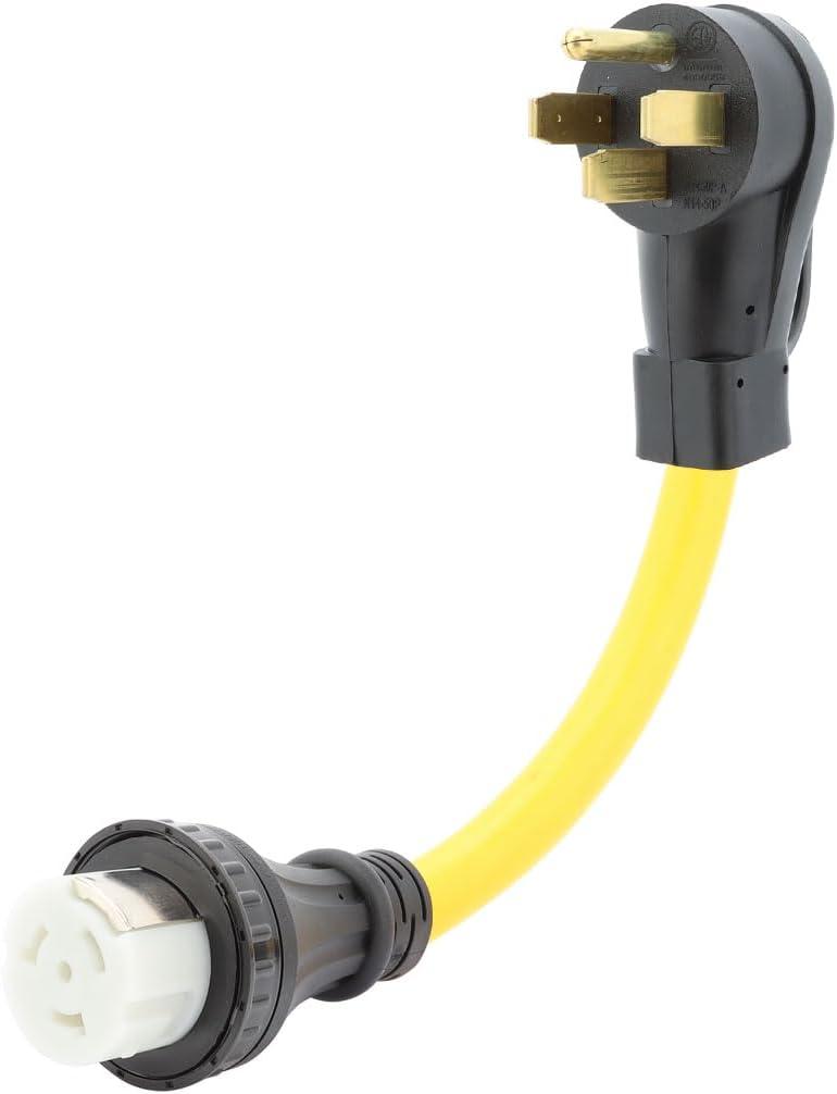 Nema 14-50P Male to SS 2-50P Female Adapter Cord,14-50P to SS2-50R Heavy Duty 6AWG Dryer Male to Marine Shore Female Adapter Cable L=1.5FT