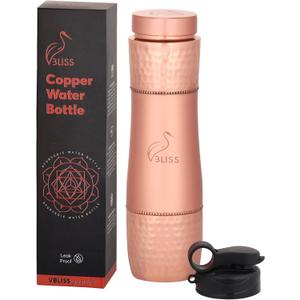 VBLISS 100% Pure Copper Water Bottle  32 oz Leak-Proof, Ayurvedic Health Benefits, Eco-Friendly, BPA-Free Copper Drinkware for Travel, Sports, and Everyday Use