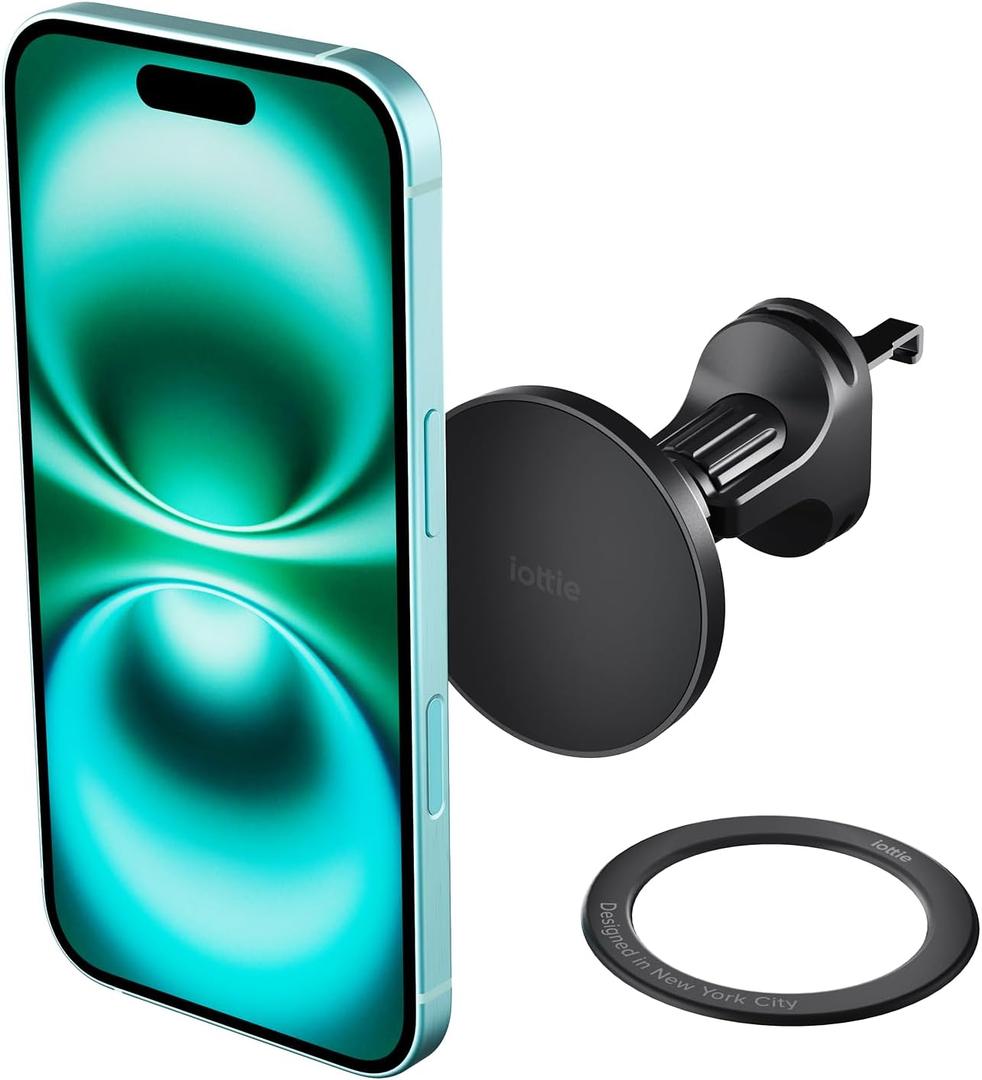 iOttie iTap 3 Magnetic Air Vent Car Mount Phone Holder with Magnetic Ring Adapter. Compatible with iPhone, Samsung Galaxy, Google Pixel, Huawei, LG, and All Qi Compatible Smartphones