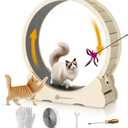 Large Cat Exercise Wheel 56 inch - Natural Solid Wood Kitten Wheel Exerciser for Indoor Cats, Safety Cat Treadmill with Lock & Minimized Gap Design (XXL)