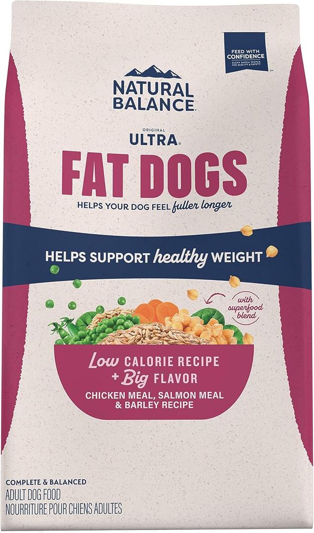 Natural Balance Original Ultra Fat Dogs Chicken Meal, Salmon Meal & Barley Recipe Adult Dry Dog Food, 24 lbs. (24 Pound (Pack of 1)), Best By: 06/18/2026