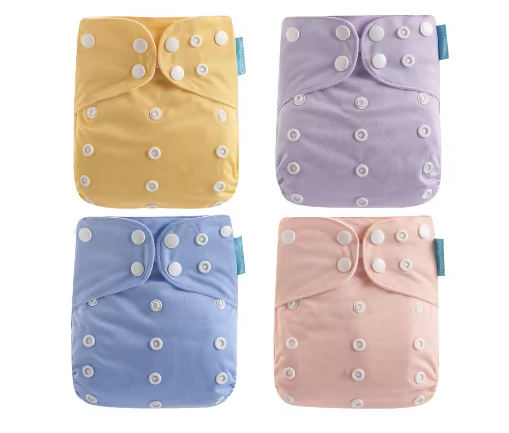 HappyFlute 4 Sets Newborn Baby Cloth Pocket Diapers One Size Adjustable Reusable for Baby Boys and Girls