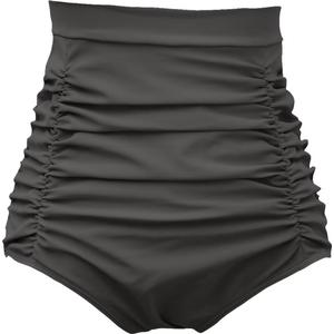 COCOPEAR Women's Ruched High Waisted Bikini Bottom Retro Vintage Swim Short Tankinis Floral 55 S (1#matte Black) Large