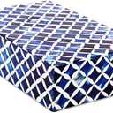 Handicrafts Home Large Decorative Storage Box with Lid  10x6x2.5 Coffee Table Organizer, Keepsake- Decorative Boxes for Home Decor, Stylish Decorative Box for Office Decor- Blue White Star