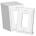 CML Modern Framed Single Decorator Wall Plate, 1-Gang Decorative Switch or Outlet Cover, 4 Pack White Wallplate, Impact Resistant Polycarbonate, Standard Size 3.15”X 4.87”