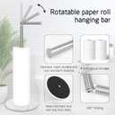 Toilet Paper Holder Stand with Marble Base, Free Standing Natural Stone Base Tissue Paper Storage with Reserve, Silver Space Toilet Bath 4 Rolls Holder for Bathroom/Kitchen Countertop