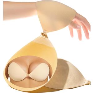 PRETTYWELL Sticky Bra for Women Adhesive Strapless Bra Large Breasts Push up Backless Breathable Nipple Cover Lift (Nude)