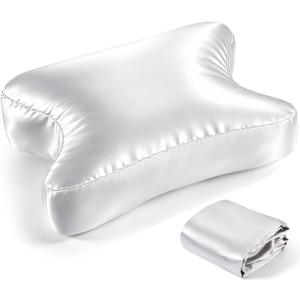 Satin CPAP Pillow Cover for Side Sleeping (Only Pillowcase) Cervical Pillow Cover Adjustable Cpap Satin Neck Pillowcase to Reduce Air Leaks Dryness Mask Discomfort,  Size About 19.69 x 12.6 x 5.31 inches (Light Gray)