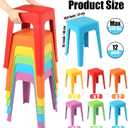 TURSTIN 12 Pieces Classroom Stools with Leather Pad Seats 18 Inch Colorful Plastic Stools Portable Backless Bar Chairs Flexible Seating Decorative Stool for Classroom Office Home School, Medium