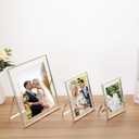 Silver Floating Frame 5x7" Set of 2 for picture 3.5x5'', 4x6'', Beautiful Metal rounded Edge Frames Adjustable Tabletop/Shelf Photo Frame, Classy Gift Choice for Wedding, Christmas,Birthady, Home or Office Decor