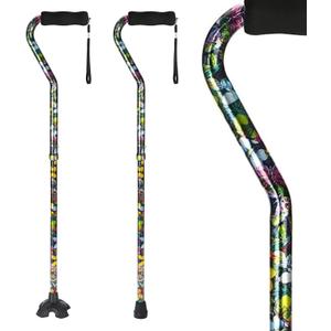 Elegant Walking Cane For Women, Foldable & Adjustable Cane For Seniors With Self-Standing Tip | Lightweight Mobility Aid For Stability & Balance Support (Green Butterflies Floral Printed)