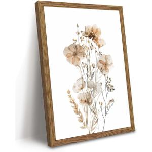 Framed Vintage Floral Wall Art, Spring Bathroom Pictures Wall Decor, Farmhouse Flower Canvas Prints, Laundry Paintings, Modern Country Artwork for Gallery Bedroom Decoration 16x24 Inch