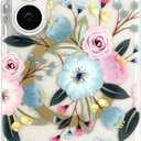 SCORPIFY Compatible with Samsung Galaxy S26 Ultra Case [Compatible with MagSafe] for Hibiscus Floral Design, Cute Magnetic Clear Flower Phone Cover for Women Girls, Slim Bumper with Gold Accents