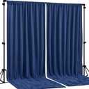 Navy Blue Backdrop Curtains-Wrinkle-Free Navy Blue Curtains Polyester Photography Drapes Wedding Background for Baby Shower Birthday Graduation Party Decorations - 8 X10FT
