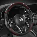 HighnessHwoo 3D Car Steering Wheel Cover Comfort Grip Massage Sporty Anti-Slip Carbon Fiber Faux Leather for F150, Trucks, Jeep, Van, Car Handle Covers for All Seasons, 15.2-16in, Red