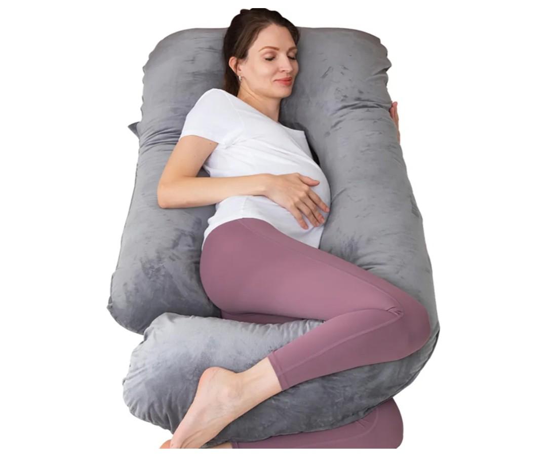 Pregnancy Pillow, U Shaped Full Body Pillow for Maternity Support, Sleeping Pillow with Cover for Pregnant Women (Dark Grey)