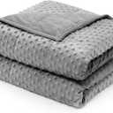 Wemore Minky Dot Weighted Blanket for Adults Twin Size 15 lbs, Soft Cozy Heavy Blanket for Stress Relief and Sleep Promotion, Breathable Blanket for All-Season with Glass Beads, Grey 48 x 72 inches