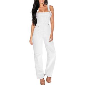Hybrid & Company Womens Super Comfy Stretch Denim jumpsuit Pants Overalls (Large, Pvj156998-white)