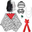 Halloween Costumes Woman Inspired Shawl Red Gloves Wig Necklace Eye Patch Ring Wig Cap for Dress Up