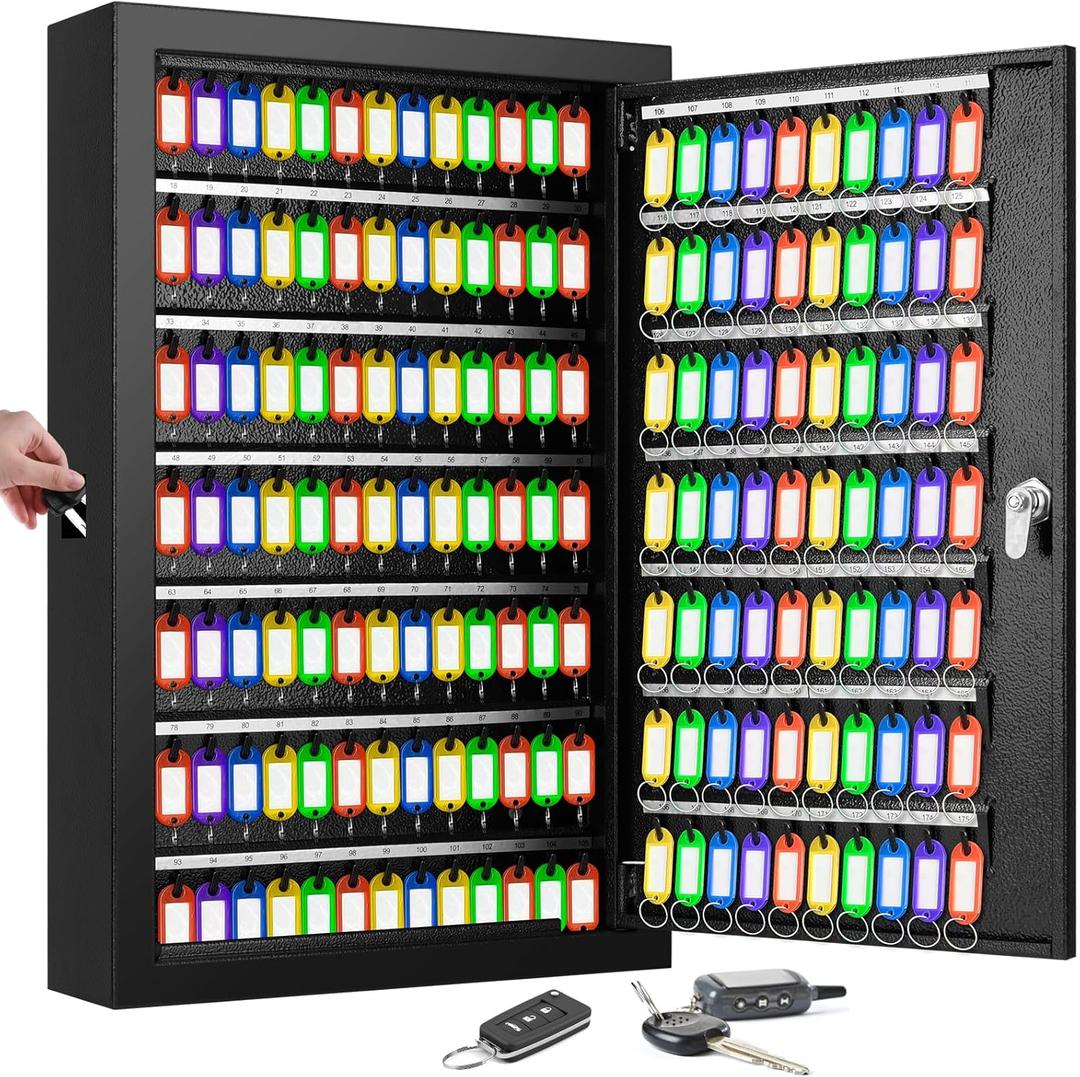 175 Keys Key Lock Box, Anti-Theft Key Cabinet with Key Tags, Key Organizer Wall Mount for Car Garage House Rental Office Business 175 Keys Key Lock Box, Anti-Theft Key Cabinet with Key Tags, Key Organizer Wall Mount for Car Garage House Rental Office Business