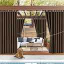 Waterproof Outdoor Curtain W105 x L84 - Grommet Top Sunlight Blocking Window Treatment Drapes Blackout Curtains for Home Bedroom Living Room Outdoor Patio Porch Pergola Cabana Gazebo (2 Panels) (Brown)