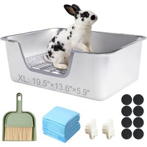 Sorstrem Stainless Steel Sifting Litter Box for Rabbit (M)