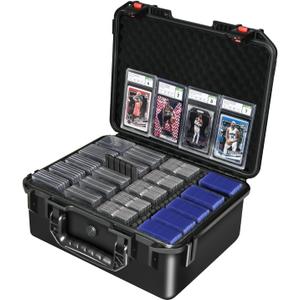 Graded Card Case Storage Box: Trading Card Storage for PSA BGS SGC Toploaders with 12 Dividers, Sports Cards Cases for Baseball Football MTG Slab Holder Collector Gift Carry Organizer Display800+ (Large Black)