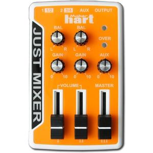 JUST MIXER Audio/DJ Mixer - Battery/USB Powered Portable Pocket Audio Mixer w/ 3 Stereo Channels (3.5mm) Plus On/Off Switch (Orange)