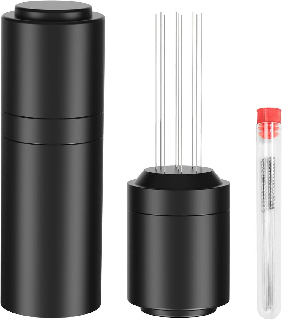 TIVERAIN WDT Espresso Distribution Tools Espresso Stirrer Tool WDT Coffee Distributor for Barista Espresso Machine Accessories 9*0.35 Mm Espresso Grounds Stirrer with Extra 9 Replaceable Needles, Black